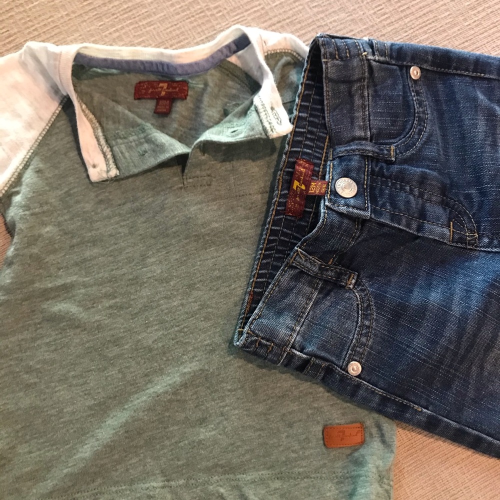 7 For All Mankind Jean shorts and Shirt Set - Picture 3 of 3